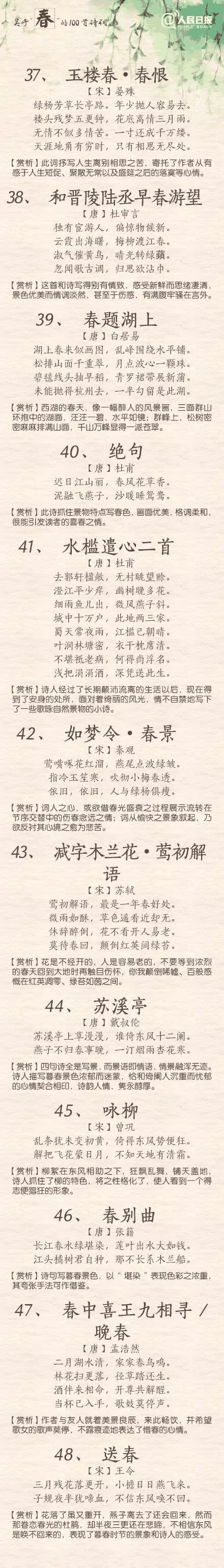 人民日報(bào)：100首春天唯美經(jīng)典詩詞，為孩子收藏！