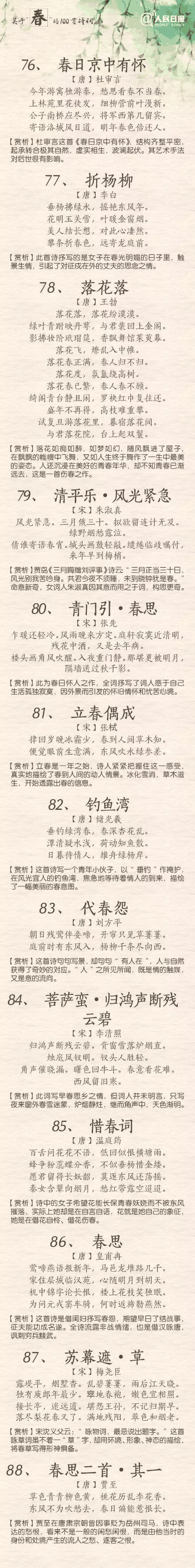人民日報(bào)：100首春天唯美經(jīng)典詩詞，為孩子收藏！