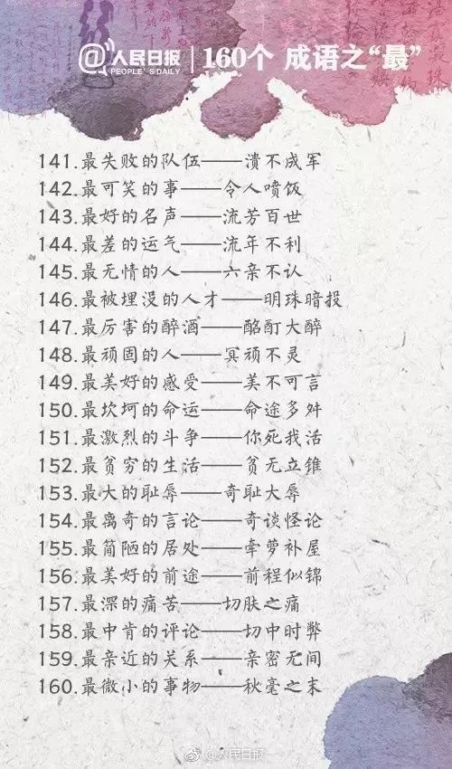 人民日報(bào)整理的160個(gè)成語之最，有趣好玩！（收藏起來）